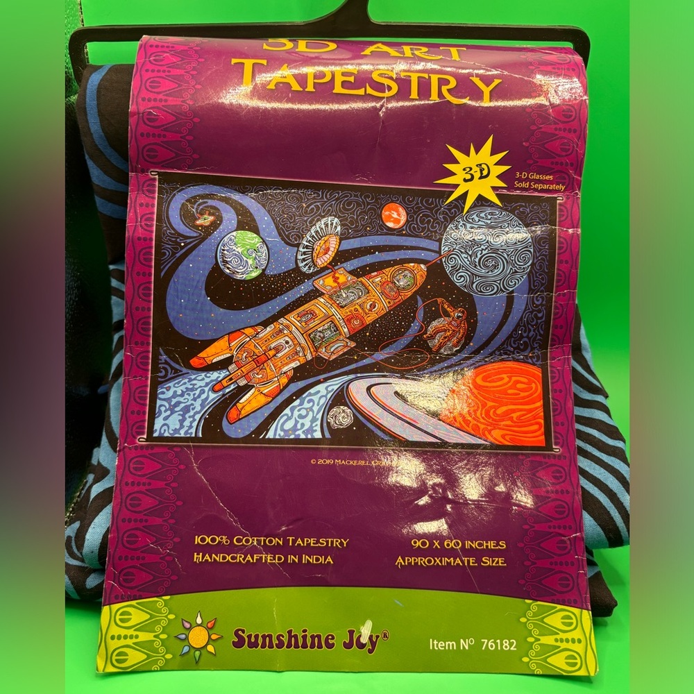 Sunshine Joy 3D Galactic Outer Space Planetary Psych Art Tapestry 90” X 60”